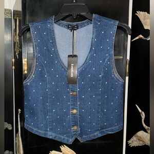 NWT Bebe Rhinestone Jean Vest